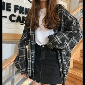 Oversized Dark Grey Flannel, Size S-M